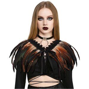 Women's Real Nature Feather Shrug Cape Lace Shawl Collar Witch Cosplay Costumes